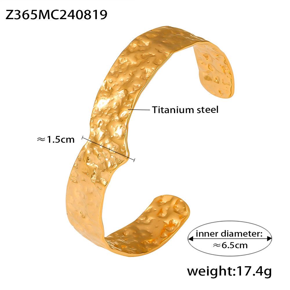 18K Gold-Plated Titanium Steel Open Karst Bracelet - European & American Light Luxury Jewelry