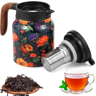 Bollitore Termico per Tè 800/1000 ML Acciaio Inossidabile Isolato con Infusore Grande Capacità Bollitore per Tè per Casa Ufficio Bevande Calde