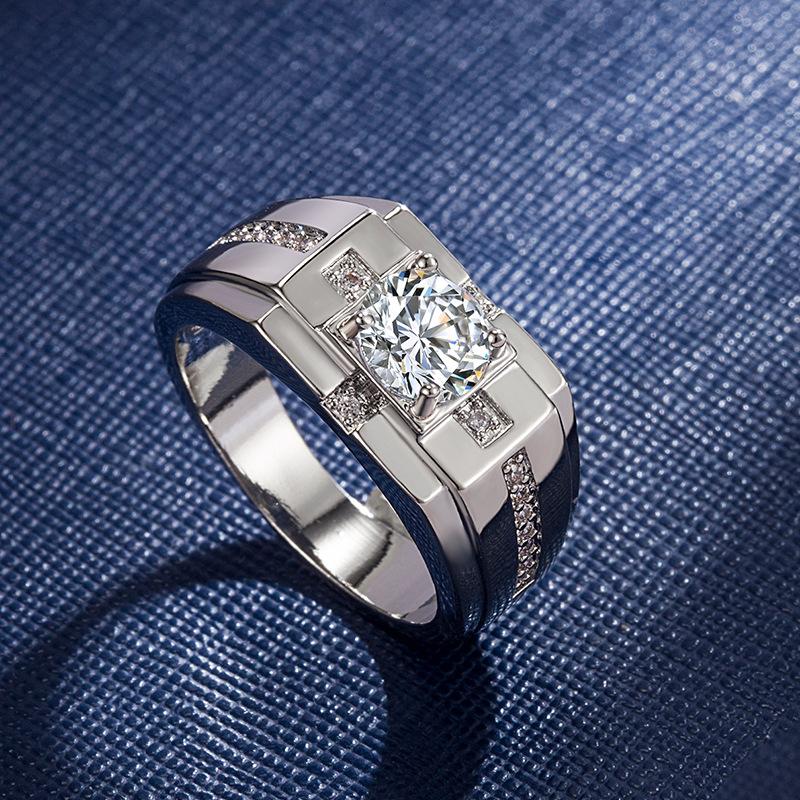 Lindon Klassischer Zirkonring aus Kupferlegierung, Herrenschmuck, Hochzeitsversprechen, Partygeschenk