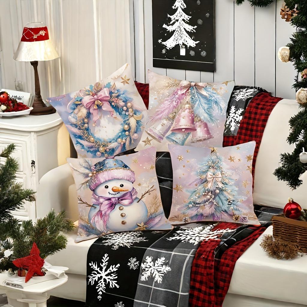 Christmas decoration pillow cover color bells snowman garland pattern living room sofa cushion cover room home decoration