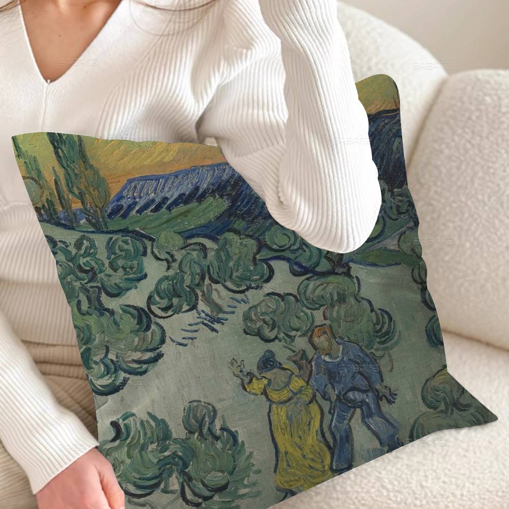 

Van Gogh Starry Night Sunflower Personalized Picture Text Home Decorative Pillows Household Gifts 45x45cm 30x30 cm