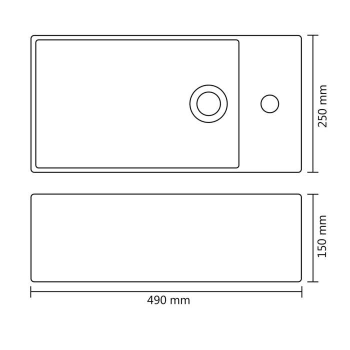 Lavabo - vidaXL - 49x25x15 cm - Céramique - Argenté - Design contemporain