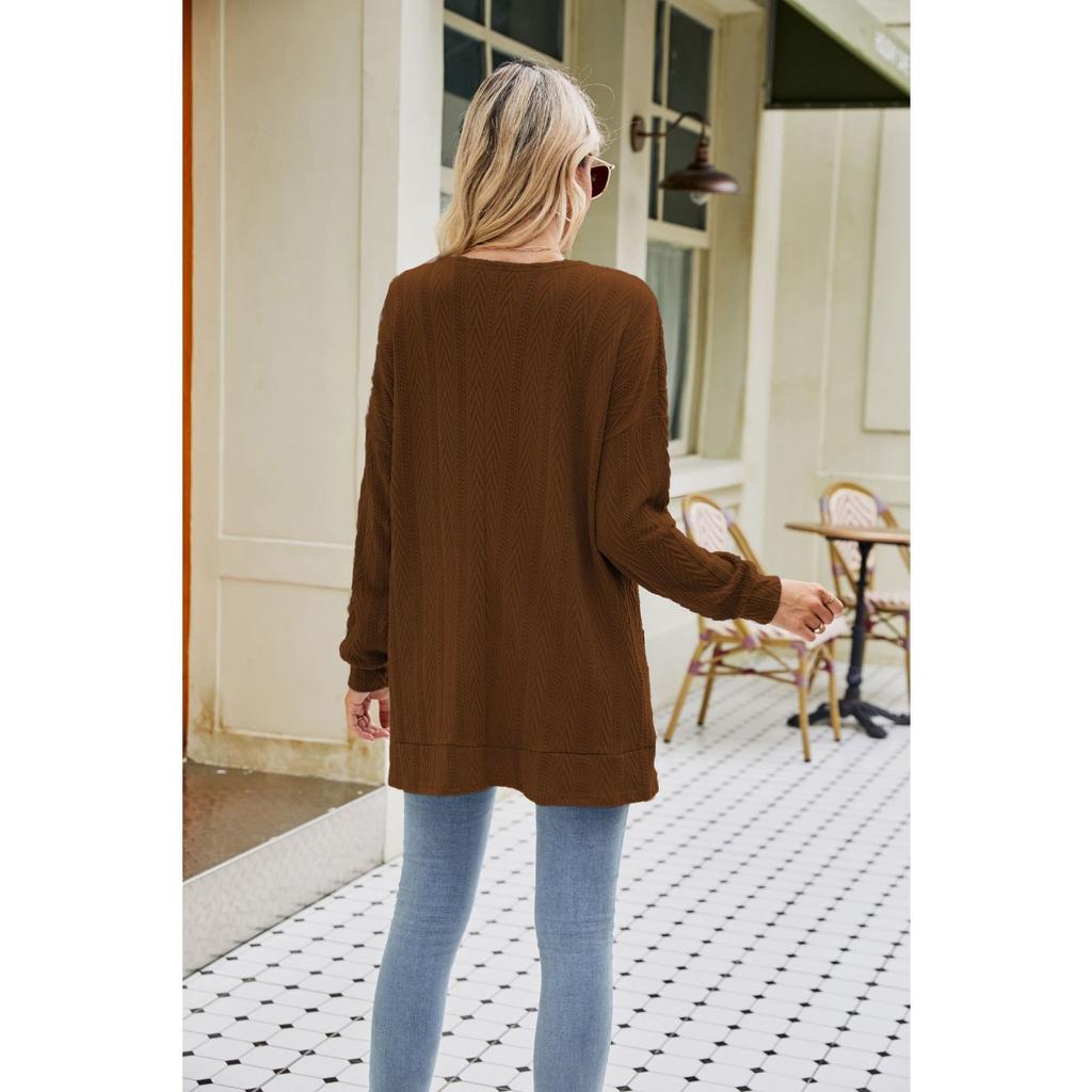 GMXIA Høst Strikkejakke Dame Høst Langermet Ensfarget Cardigan Genser Dame