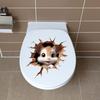 Self-adhesive 3D Cartoon Mouse Breaking Wall Toilet Sticker Waterproof for Bathroom Toilet Seat Decor