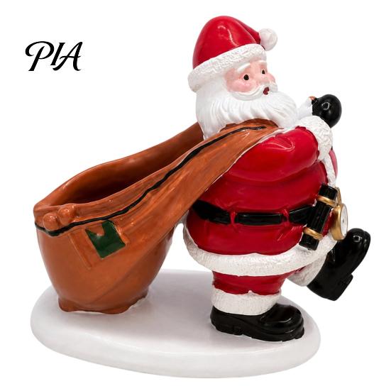 Decorative Resin Sculpture Santa Claus Candy Bowl, Christmas Tabletop Ornament with Holiday Party Table Centerpiece Storage Slot, Creative Desktop