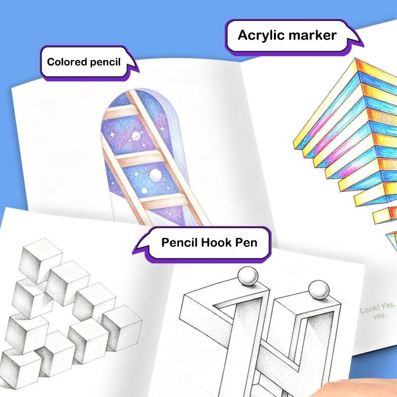 1/3Pcs Magic 3D Optical Illusion Drawing Books Visual Effect Tutorials Interesting Art Learning Supplies for Kids Hobby
