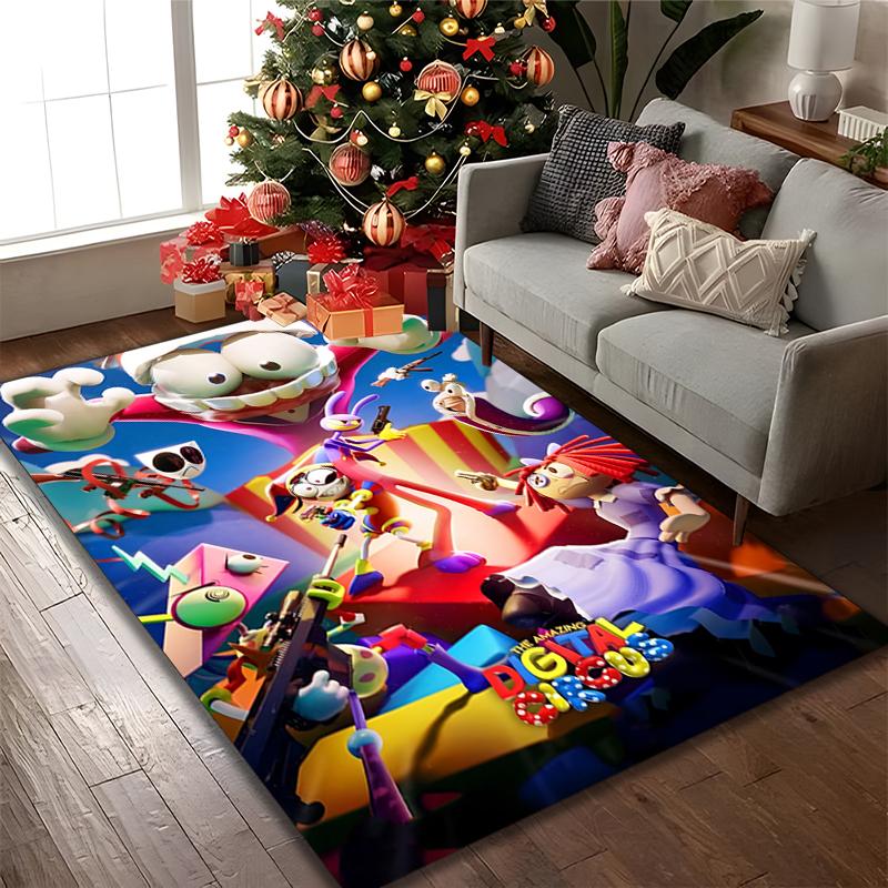 The Amazing Digital Circus Carpet, Non-slip Office Chair Rug, Digital Print Home Area Rug, Unique Festival Decorations