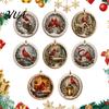 Traditional Christmas Tree Ornaments 2 Pcs Red Bird Ornaments, 2D Round Acrylic Snowy Scene Elegant Indoor Seasonal Decorations Xmas Hanging