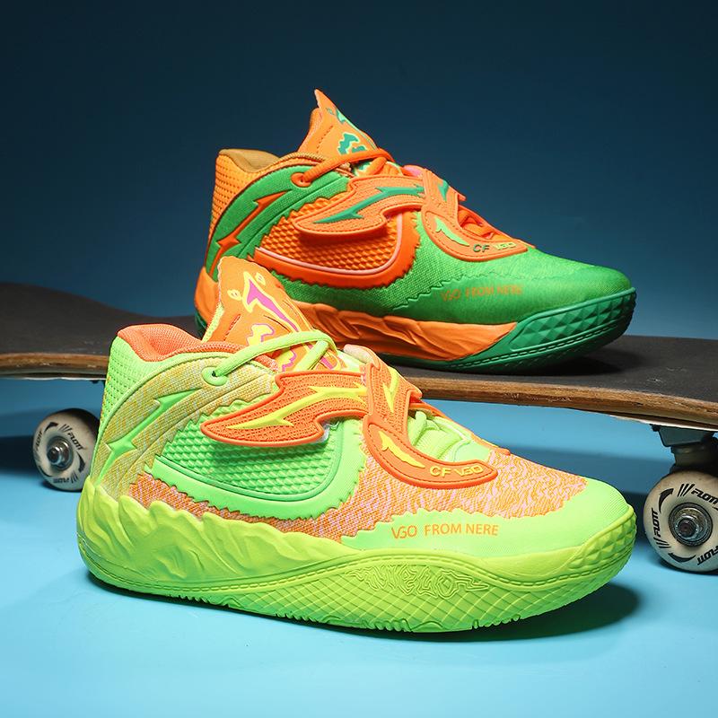 

Баскетбольные кроссовки для мужчин и женщин, парные, мандаринки, двухцветная сетка средней высоты для помощи ученикам начальной школы, и пара модных спортивных кроссовок 45