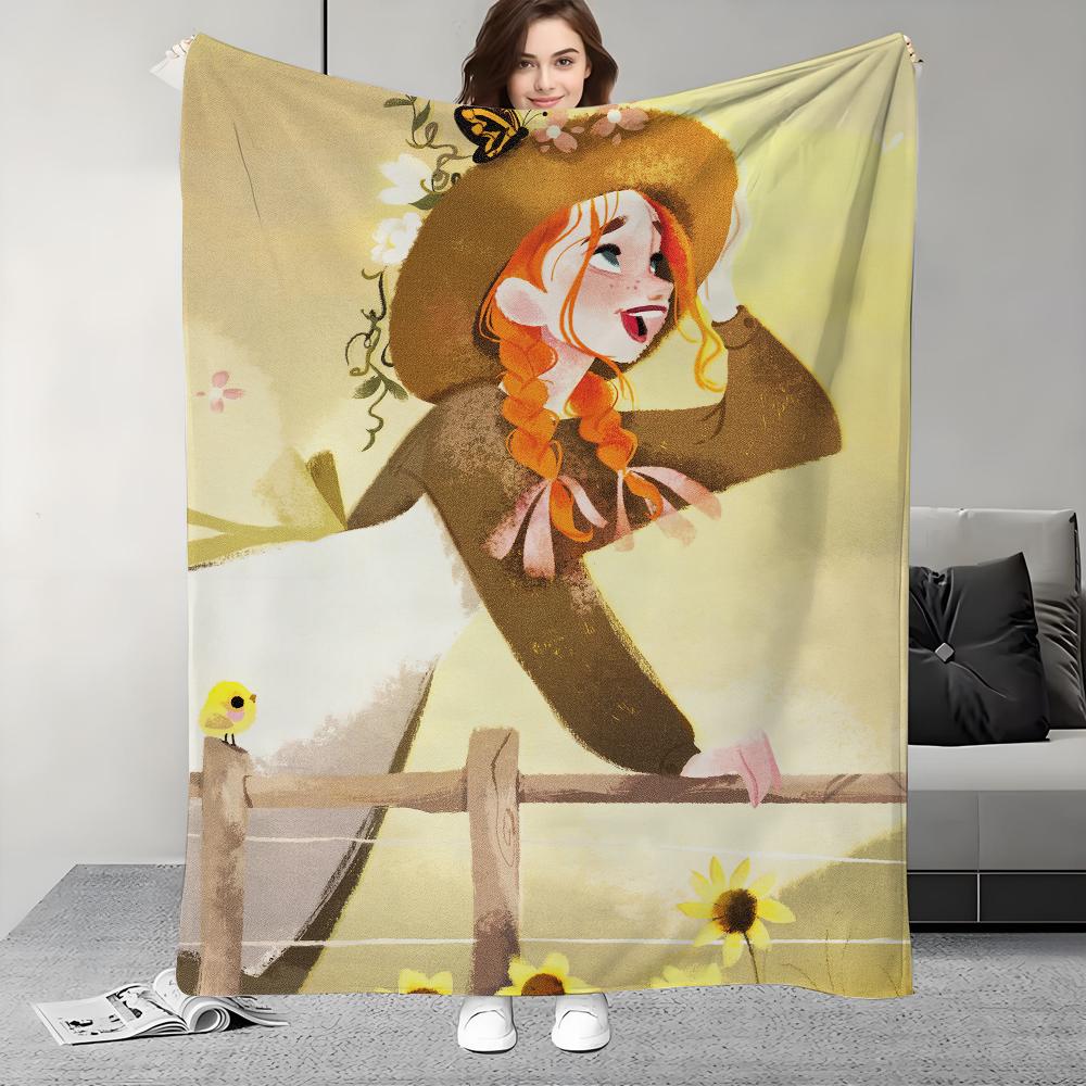 Cartoon Anne of Green Gables Cute Blanket Design Lightweight  For Dorms, Naps, Living Room, Office,Sofa,All Season