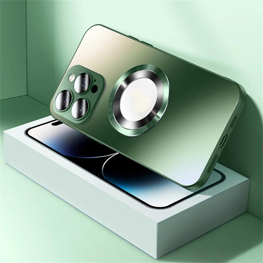 AG Frosted Glass Magnetic Phone Case For 16 15 Pro Max 14 13 12 11 For Magsafe Wireless Charging Plain Cover