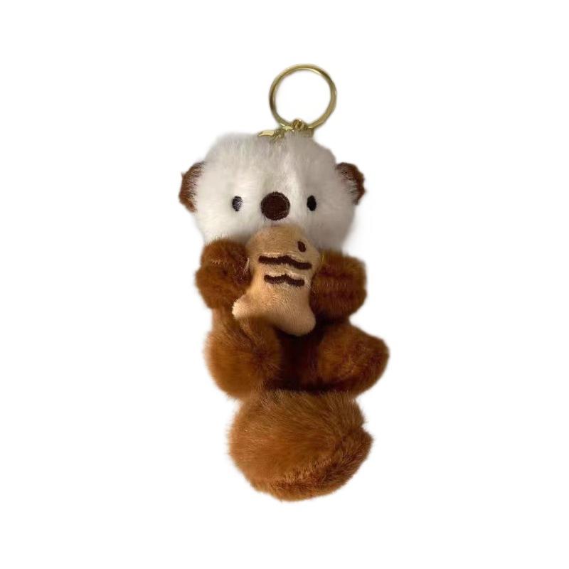 Cute Mizuse Plush Bag Pendant Cartoon Eating Fish Long Tail Small Koala Book Doll Bag Hanging Decoration Car Key