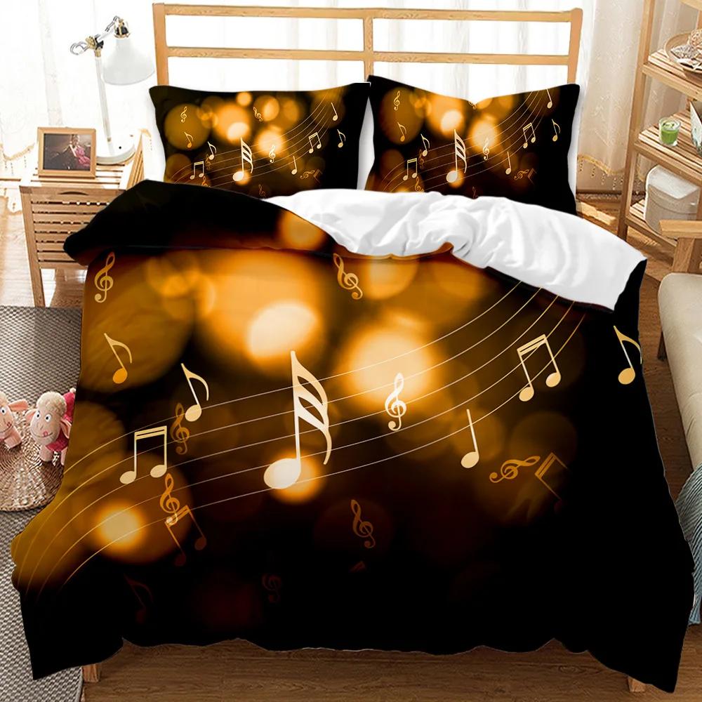 Music Series Duvet Cover Set Rainbow Music Notes Tie Dye Bedding Set Musical Party Double Queen King Size Polyester Qulit Cover