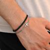 2 Stück/Set Kreuzkettenarmband für Herren, Lässiges Schwarzes Natürlicher Stein Perlenverstellbares Armband, Schmuckgeschenk für Ehemann Papa BBF