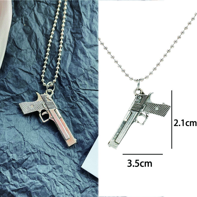Vintage Design Gun Revolver Pendant Necklace Fashion Retro Geometric Charms Choker Jewelry Party Gift For Women Men