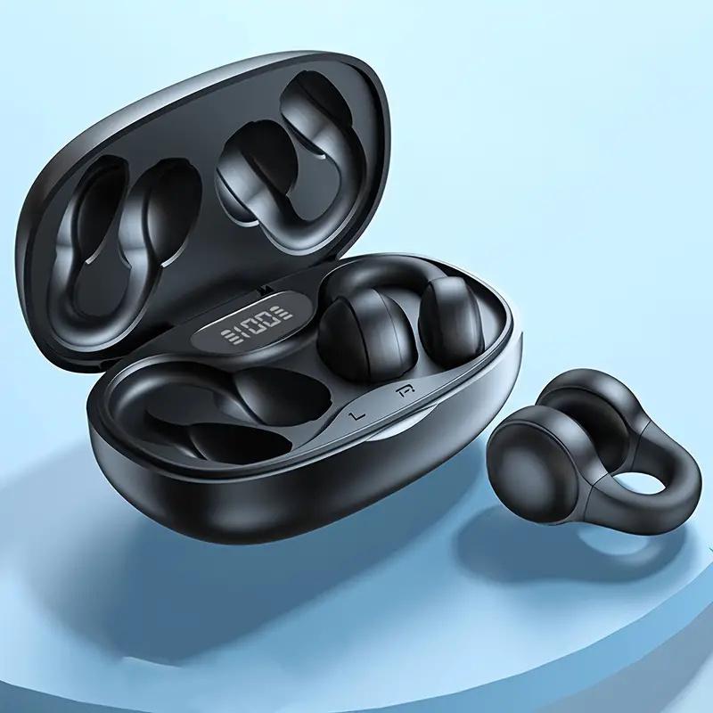 Wireless Bluetooth Earphones Clip-on Noise Reduction Earbuds for Hifi music Power Display headphones Comfort Headsets