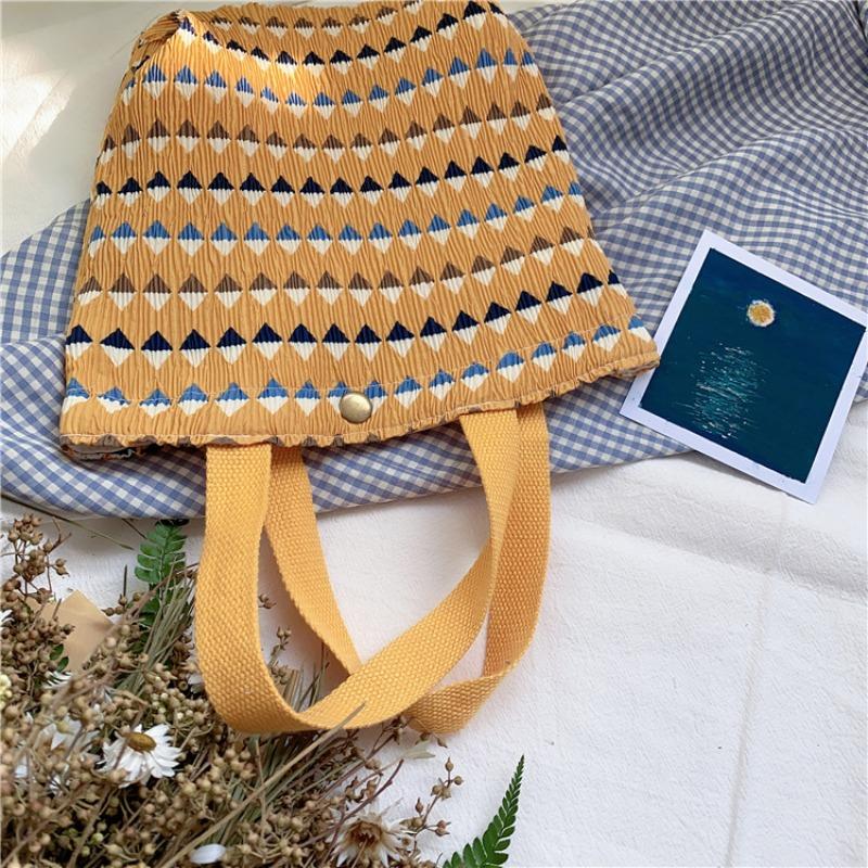 12 small fresh and cute small cloth bags women's wrinkled cloth printed handbags Bento bags