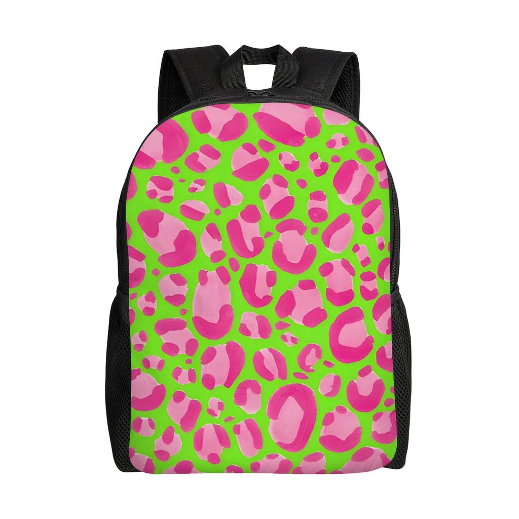 Back To School Season Hand Drawn Pink Leopard Print Playful Animal Pattern Backpack Leopard Print For Women High Street Backpack