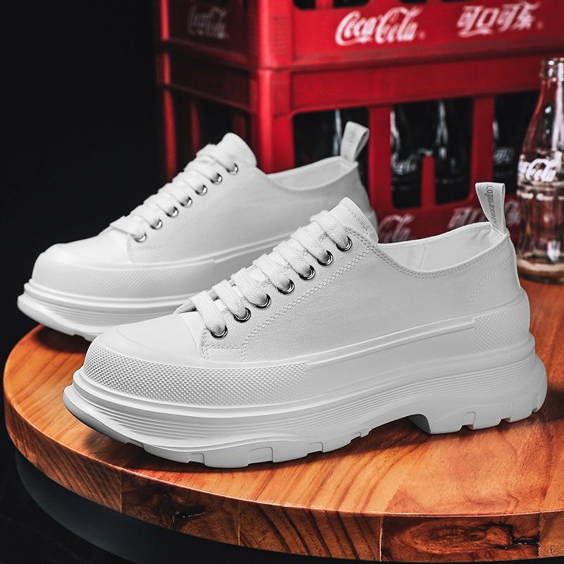 Canvas shoes boys muffin bottom short height increase board shoes trend breathable casual white shoes