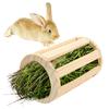 Rabbit Guinea Pigs Pet Animal Feeder Assessories Chinchilla Food Hay Bin Dispenser Hay Rack Food Bowl Cylindrical Wood Mountable