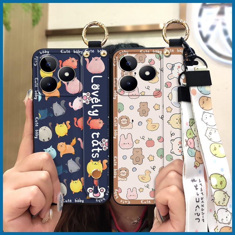Soft case Anti-knock Phone Case For Realme C53/Narzo N53 Waterproof Wristband Phone Holder Cute Wrist Strap Kickstand