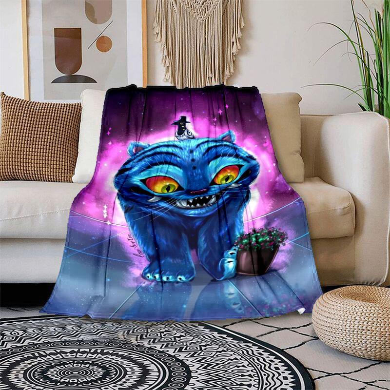 1pc Blue Cat with HatCartoon Blanket,Portable Throw for Travel , All-Season Cozy Blanket,Ideal Gift for Christmas, BirthdaysPB018 100x150cm