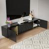 Black High-gloss TV Cabinet with 4 Doors, Modern and Simple, In Black-gold Color Combination