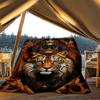 1pc Royal Tiger Crown Print Outdoor Blanket, Lightweight Polyester,