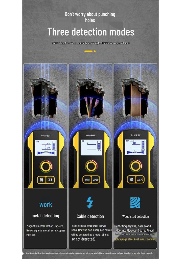 FNIRSI WD-01 Wall Detector for Steel Bars, Pipelines, and Wires - Metal Measurement and Scanning Tool