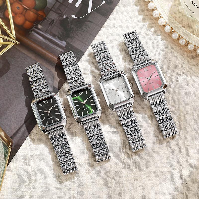 Light Luxury Steel Belt Women's Watch, Female Student Simple Square Quartz Watch