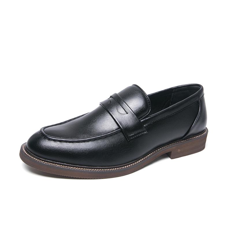 Men s Spring Loafers: Cross-Season British Business Driving Moccasins, Large Size Slip-On Casual Leather Shoes 38 чёрный