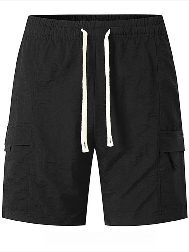 Cotton blend men's casual shorts with drawstring waistband and pants pockets - Lightweight, breathable fabric for summer and outdoor activities