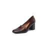 Nai Pie! Mary Jane High Heels Women's Thick Heels Square Head Black Small Leather Shoes with Soft Leather Light Mouth Single Shoes Spring and Autumn
