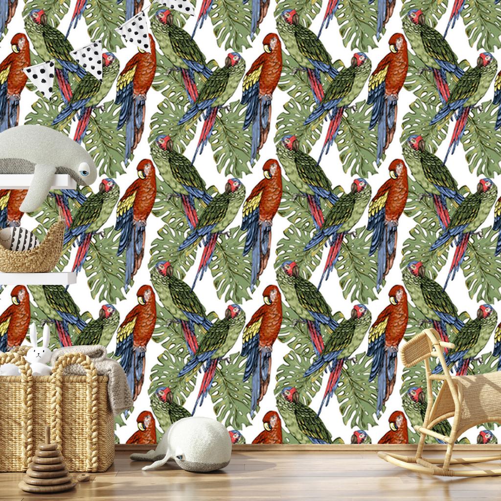 Colorful parrots wallpaper for living room and bedroom 50x1000