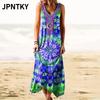 JPNTKY Moda Estiva Primaverile Senza Maniche Scollo a V Abiti Casual