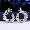 Unique Leaf Shape Design Inlaid with Diamonds Ladies Earrings-eye-catching Jewelry