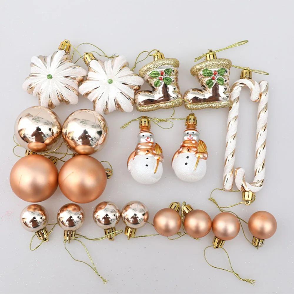 29/20Pcs Champagne Christmas Balls Pendants Star Candy Cane Xmas Tree Hanging Ornaments Shatterproof Pine Cone