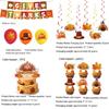 Thanksgiving Turkey Birthday Party Tableware Set: Plates, Cups, Napkins, Flags & Swirls.