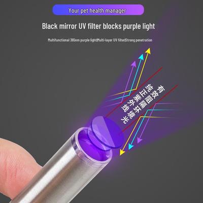 מנורת ווד פנס UV לזיהוי גזזת חתולים עם טעינת USB, פלואורסצנציה פטרייתית ואימות כסף