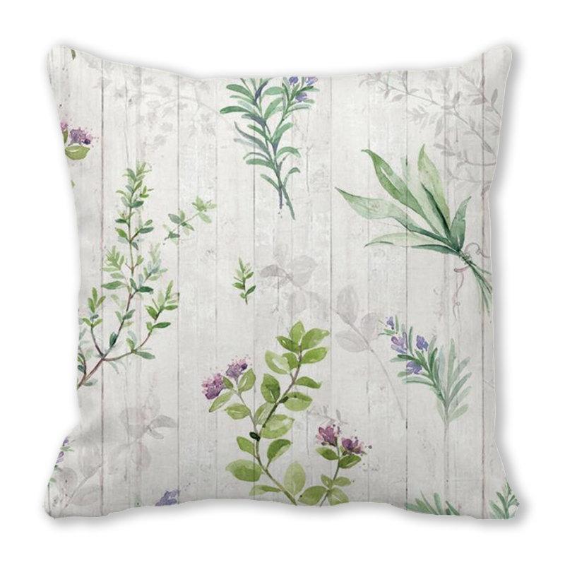 Green plants and flowers pattern series Digital printing short plush pillow covers for car sofa office cushion cover home goods