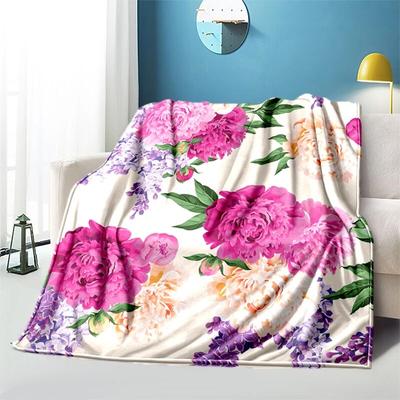 Rose Flower Soft Plush Sofa Bed Throwing Cartoon Picnic Thin Blankets Modern Flannel Blanket Cover Gedruckt Bettdecke Geschenk