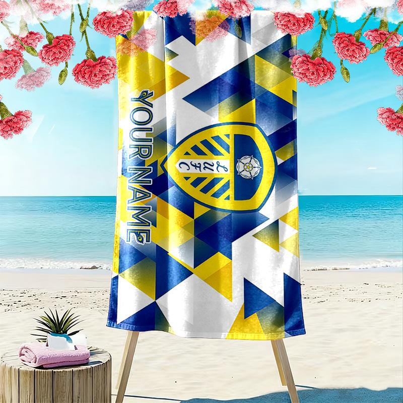 Leeds United FC Print Beach Towel, Large Soft Quick Dry Towel for Beach Camping Swimming