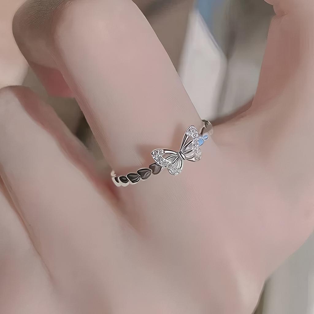 Ventfille   Copper Zircon Butterfly Ring For Women Fresh Luxury Aesthetic Elegant Austere Jewelry Gift Dropshipping