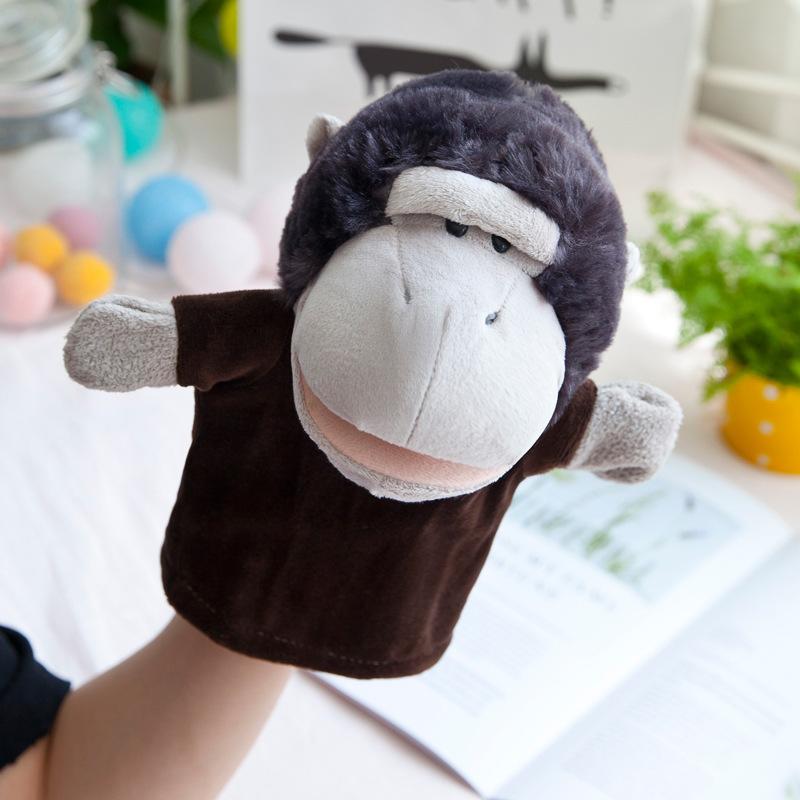 Original 25Cm Hand Puppet Soft Plush Toys Cute Elephant Lion Monkey Animal Stuffed Puppet Pretend Story Dolls Gift For Children