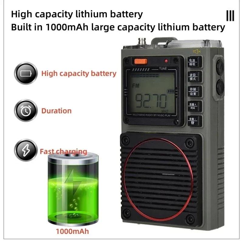 Multi Function AM/FM/SW/WB Full Band Radio Mobile APP Remote Radio Portable Bluetooth Digital Card Player for The Elderly