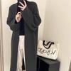 Fashion commuter coat medium and long women's solid color sweater jacket women's high sense lazy loose shoulder sleeves