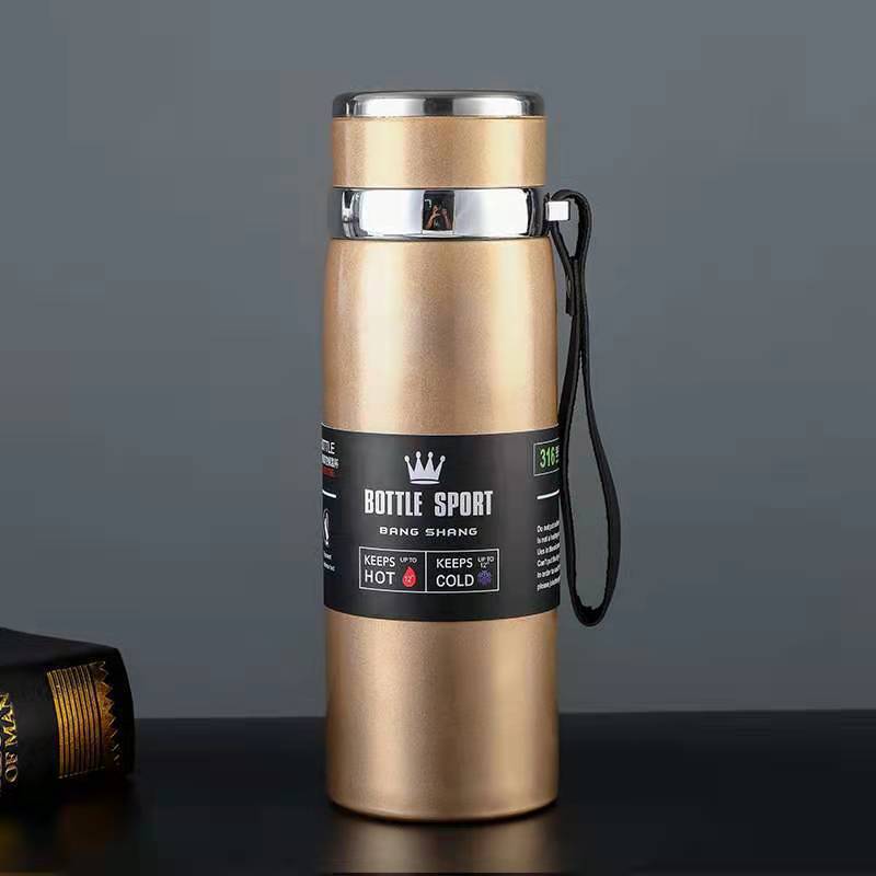 Business Sports Kettle 316 Stainless Steel Thermos Cup, Portable Sling Large Capacity Vacuum Water Cup