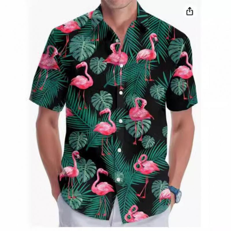 A new large-size men's fashion digital printing short-sleeved shirt in summer from the source manufacturer