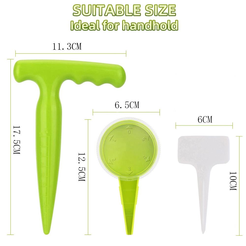 5-Speed Adjustable Fluorescent Green Garden Tool Set with Plastic Hole Puncher