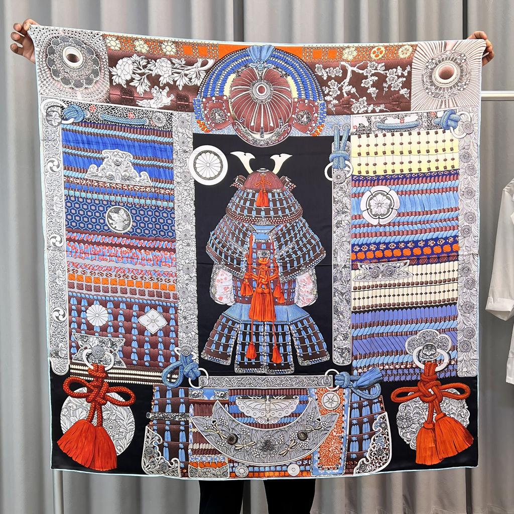 Armor Samurai Silk Crepe Satin Large Square Shawl Mulberry Silk Ladies Silk Scarf Wind